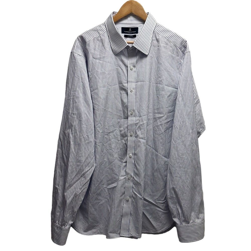 Turnbull & Asser Bespoke Men's Chest 53" Size XL Dress Shirt White/Purple Checks